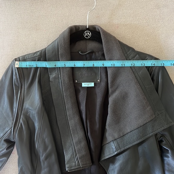 Guess by Marciano | Dark Slate Grey Leather Jacket with Removable Sleeves - Picture 8 of 10
